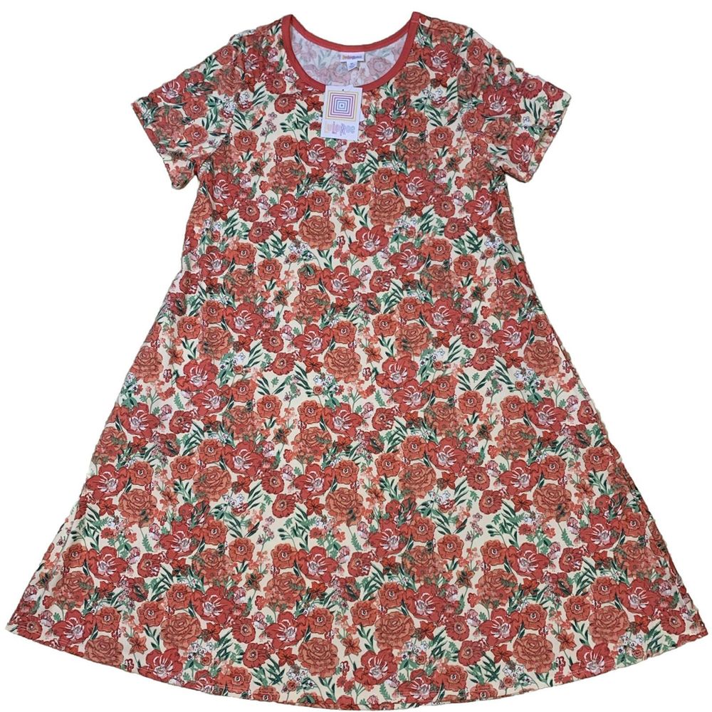 Floral Red and Green A-Line Dress